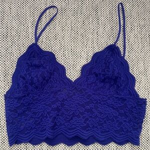 Free People On the Outside Lace Bralette - royal blue color